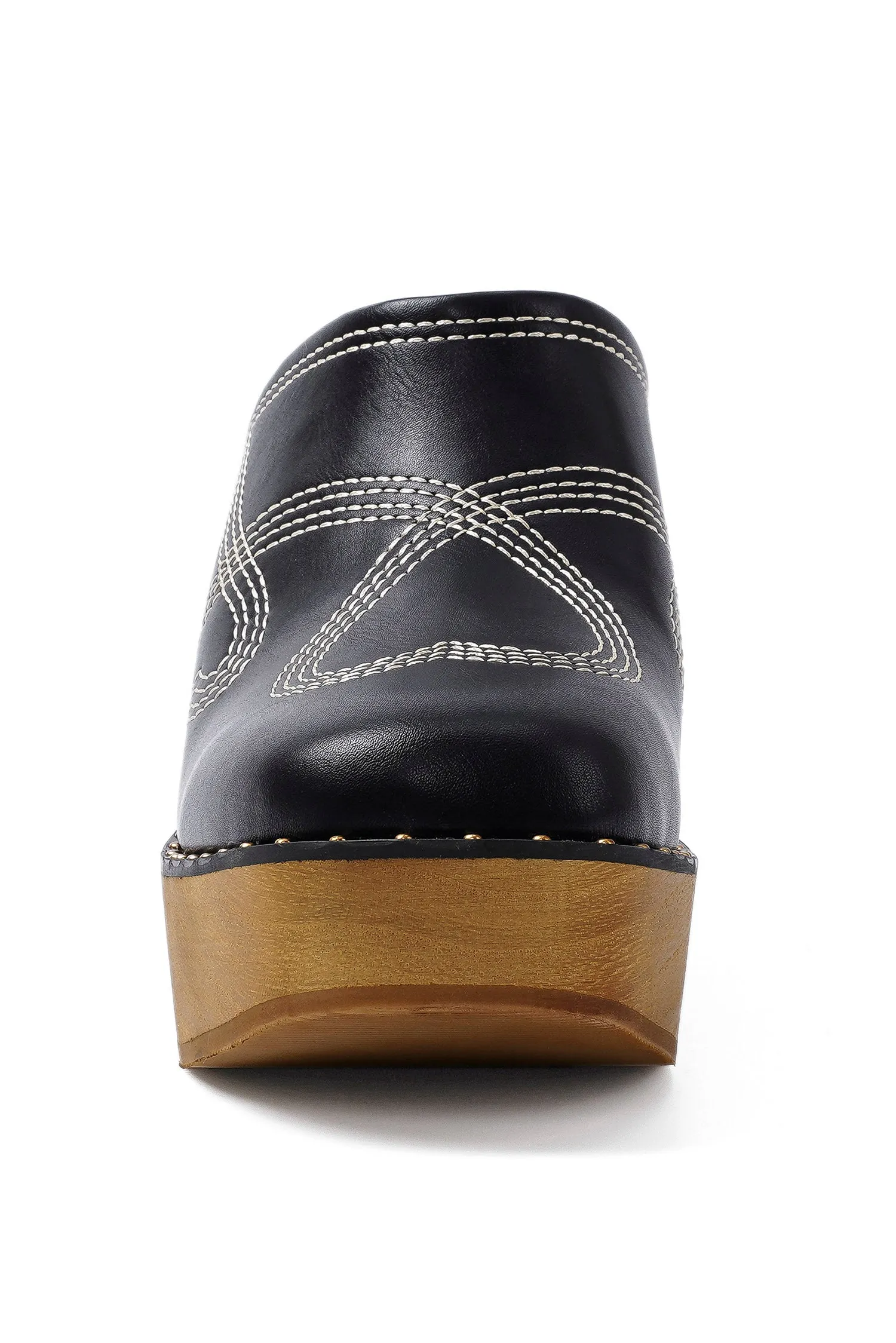 PRESLEY-28 Retro Chic Wooden Platform Clogs