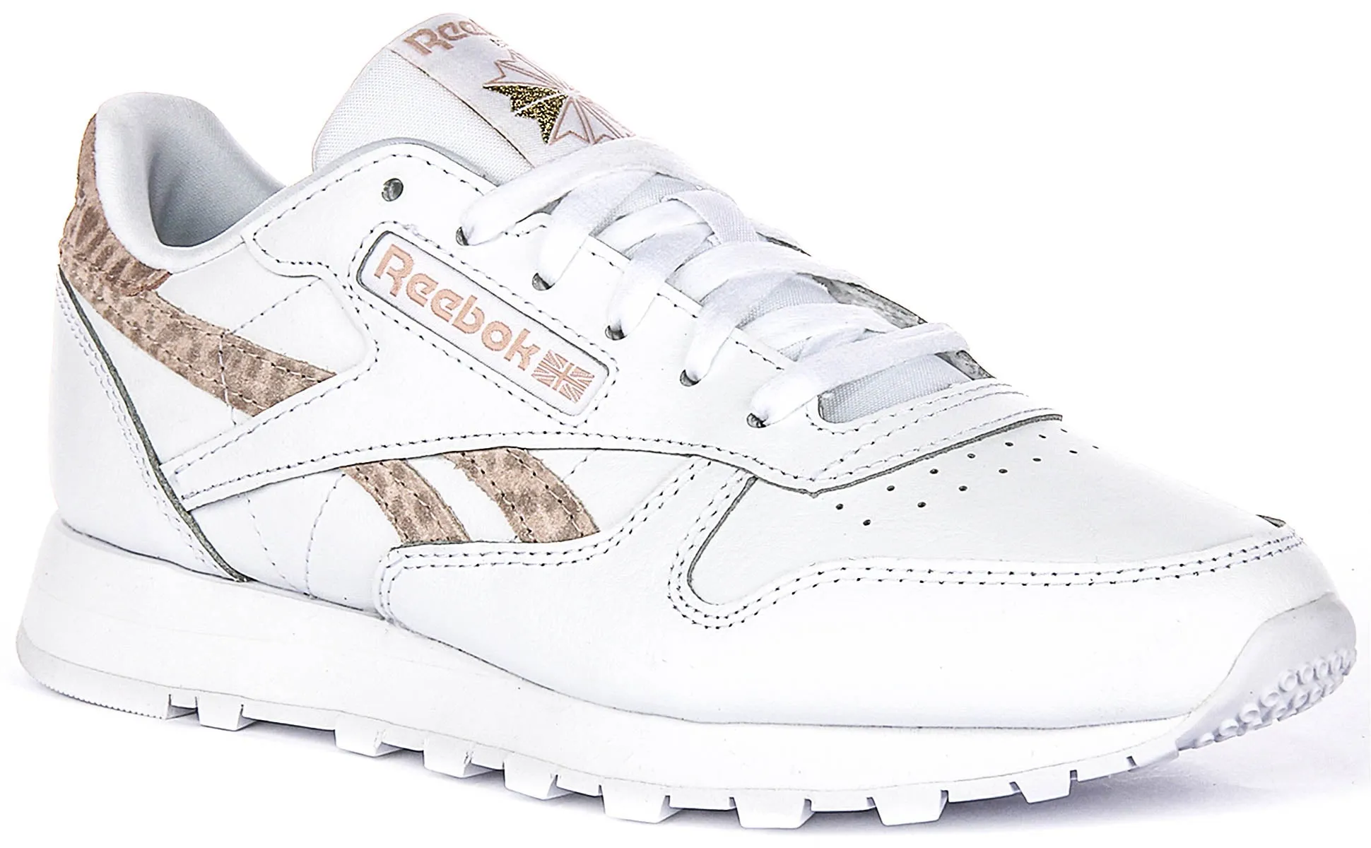 Reebok Classic Leather In White Leopard For Women