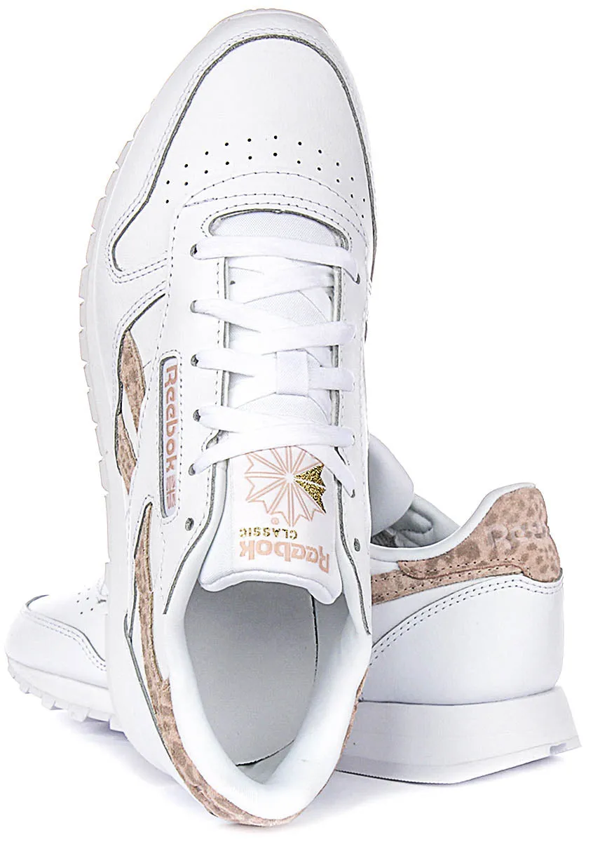 Reebok Classic Leather In White Leopard For Women