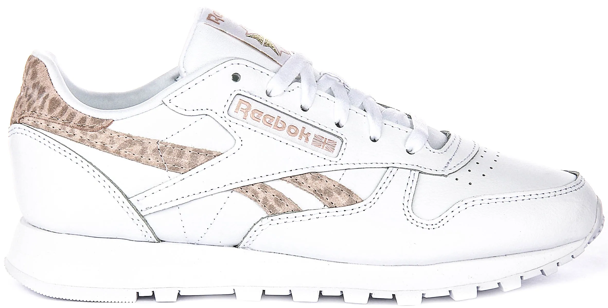 Reebok Classic Leather In White Leopard For Women