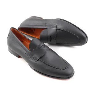 Santoni Soft Leather Loafers in Matte Gray