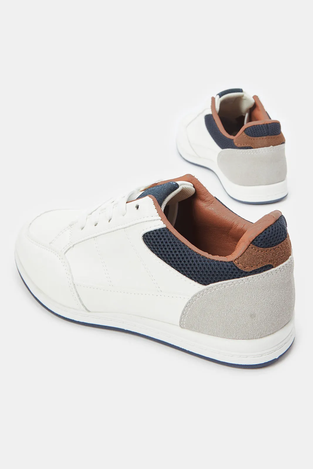 Senior Boys White Material Block Sneaker