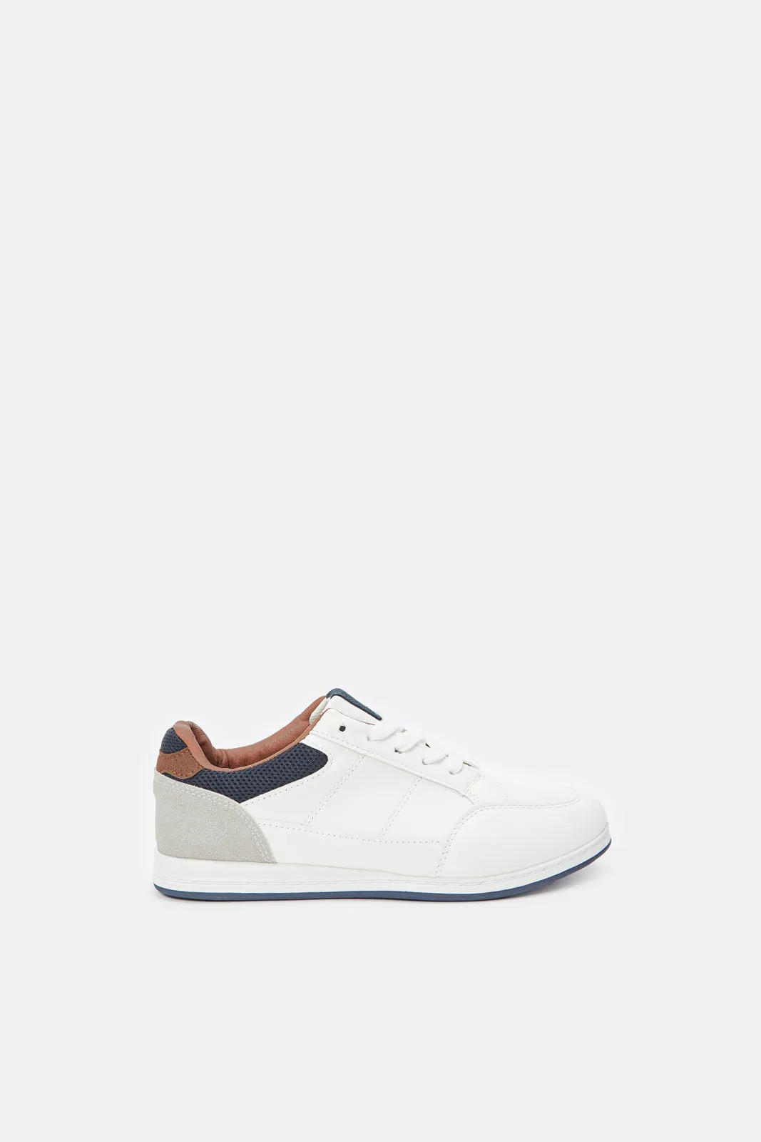 Senior Boys White Material Block Sneaker