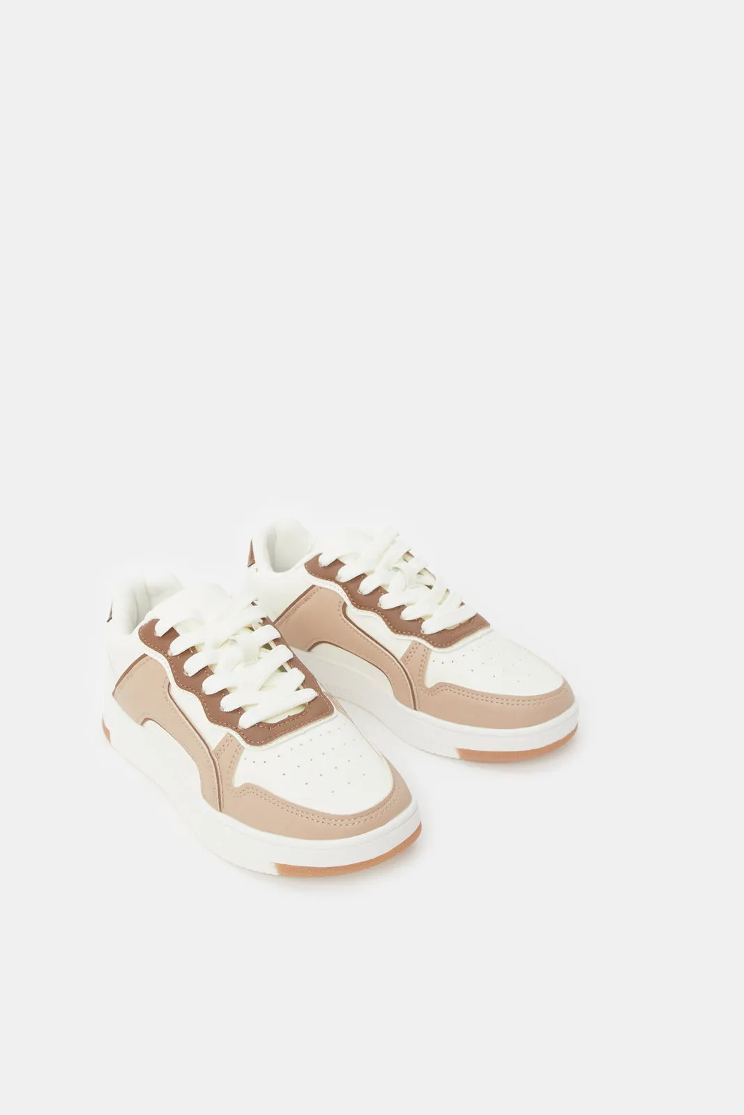 Senior Girls Beige Chunky Sneakers