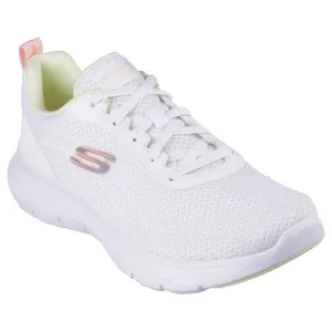 Skechers 150200 Flex Appeal 5.0-New Thrive Ladies White Multi Textile Vegan Lace Up Trainers