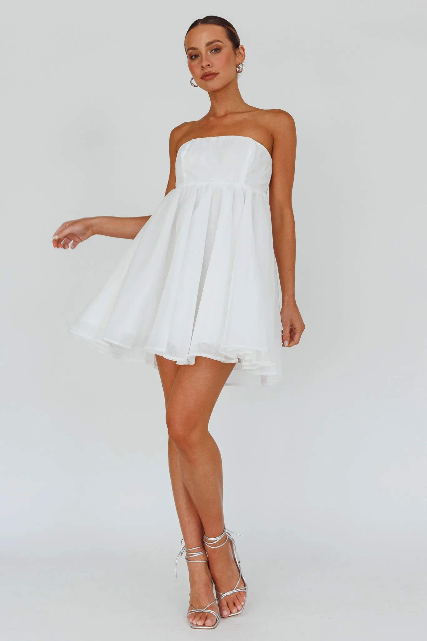 Solis Strapless Baby Doll Mini Dress White