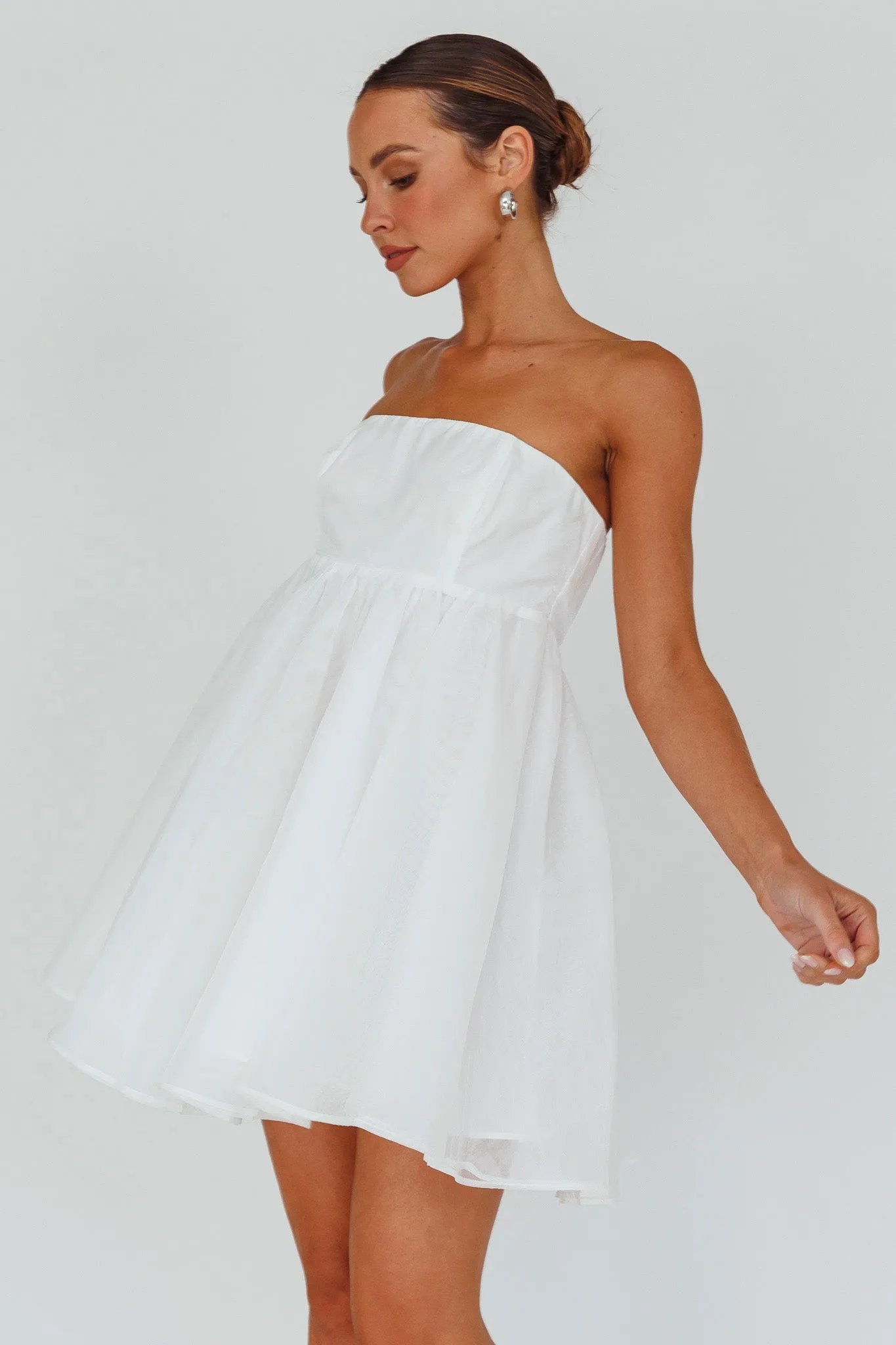 Solis Strapless Baby Doll Mini Dress White