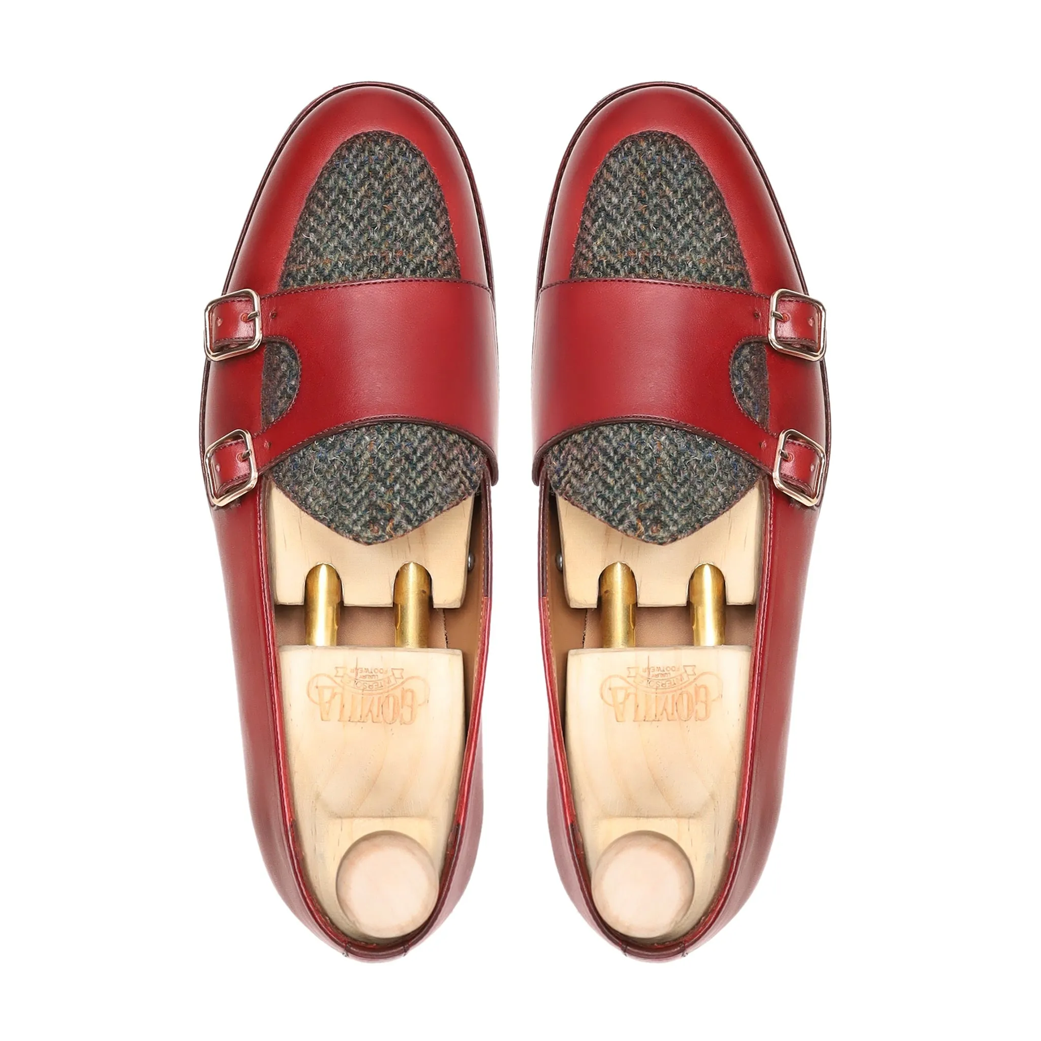 Suna - Men's Oxblood Calf and Harris Tweed Loafer