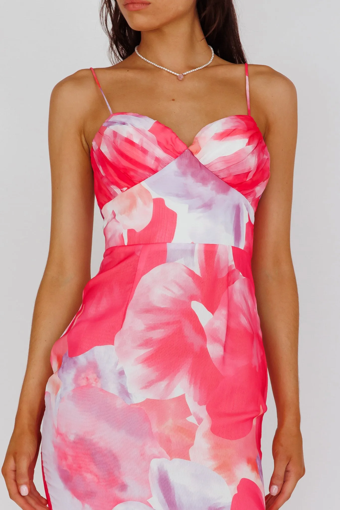 Sunni Low Back Midi Dress Floral Pink