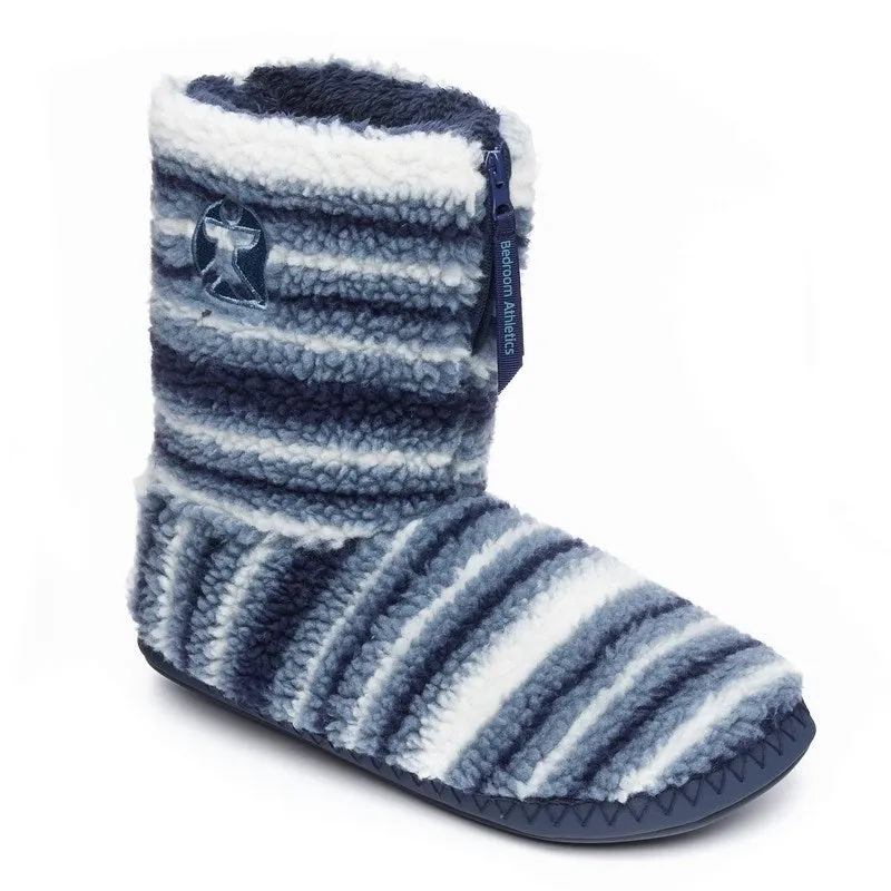 Teddy - Sherpa Slipper Boot - Blue Stripe