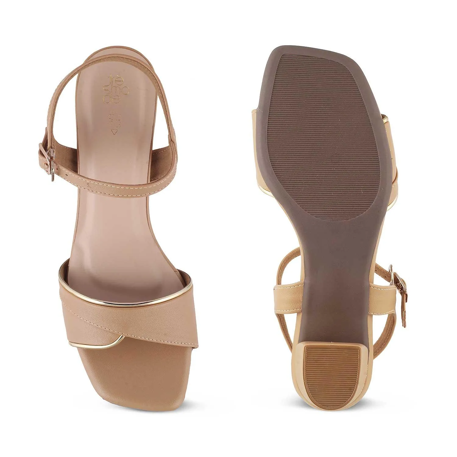 The Max Beige Women's Dress Block Heel Sandals Tresmode