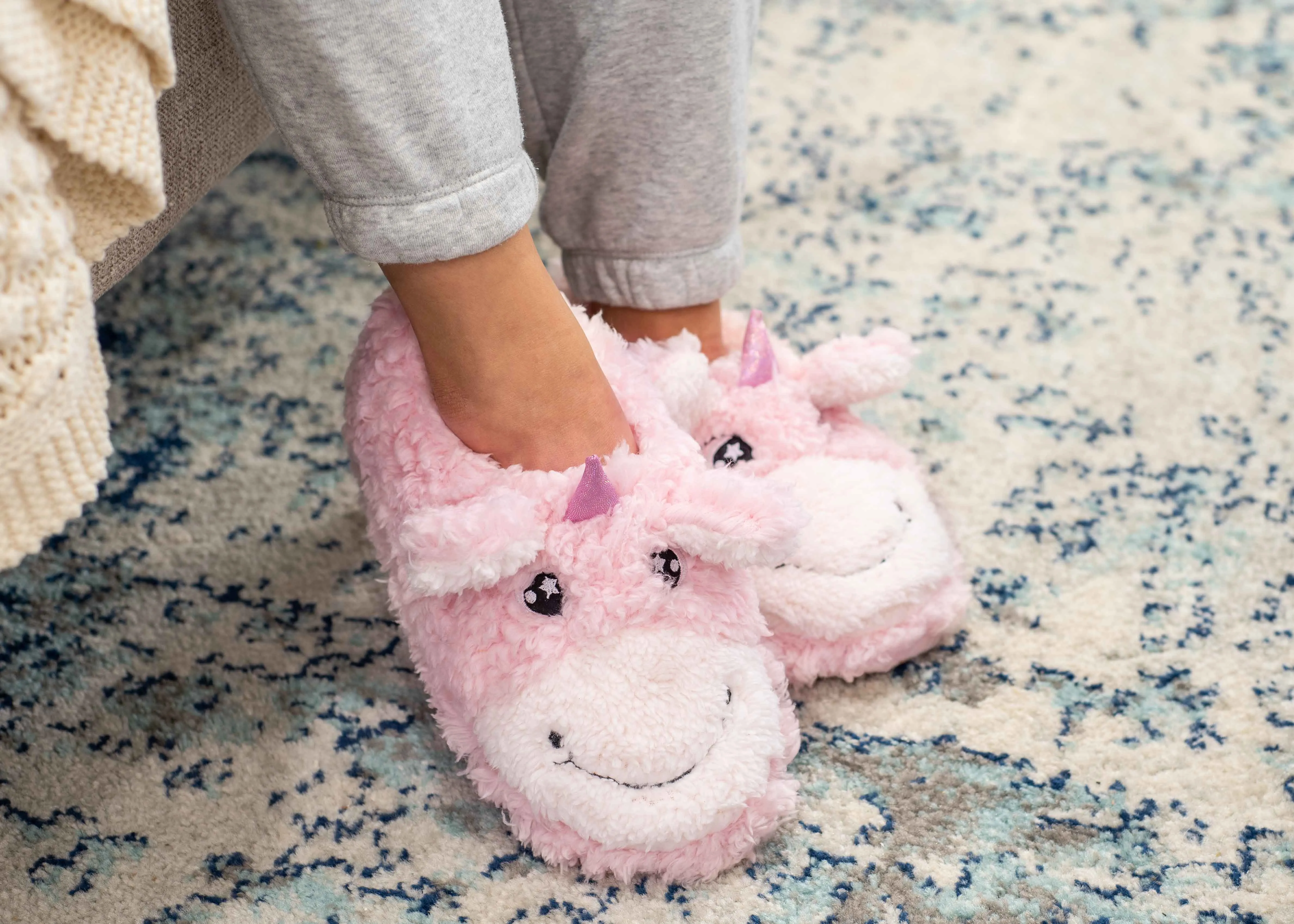 Unicorn Pink Women's Animal Cozy Plush Lined Non Slip Fuzzy Slipper - Medium