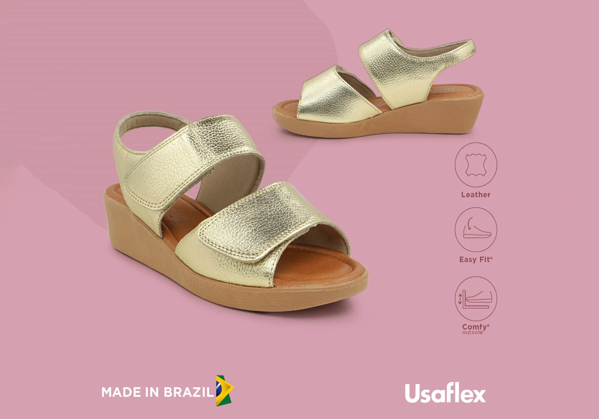 Usaflex Beckley Womens Comfortable Leather Sandals Made In Brazil