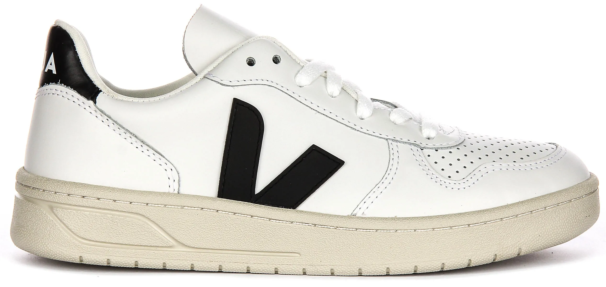 Veja V10 Leather In White Black For Women