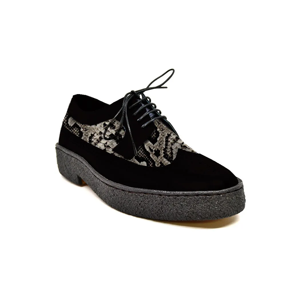 Wingtips Python & Black Suede Low Cut