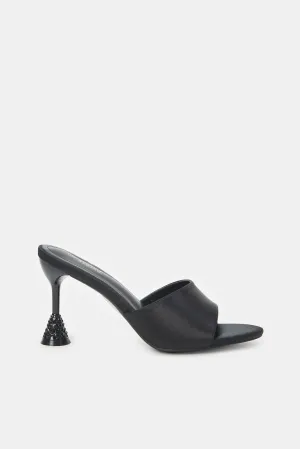 Women Black Satin Mule