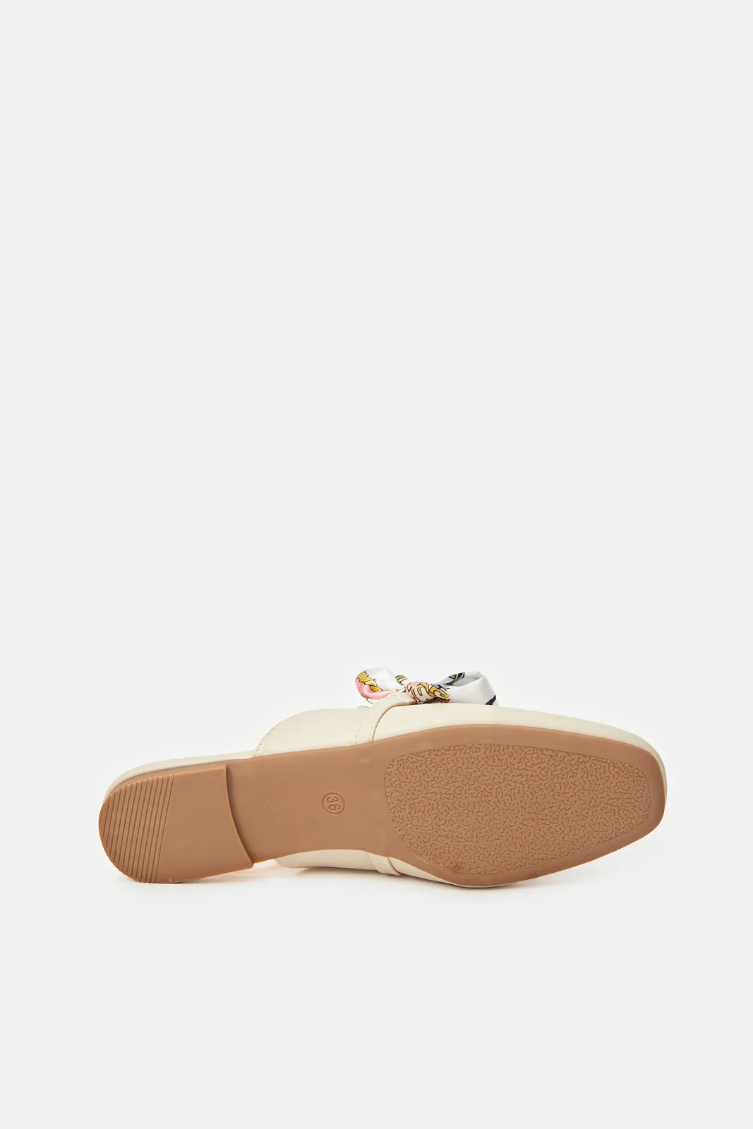 Women Ivory Loafer With Scarf Trim