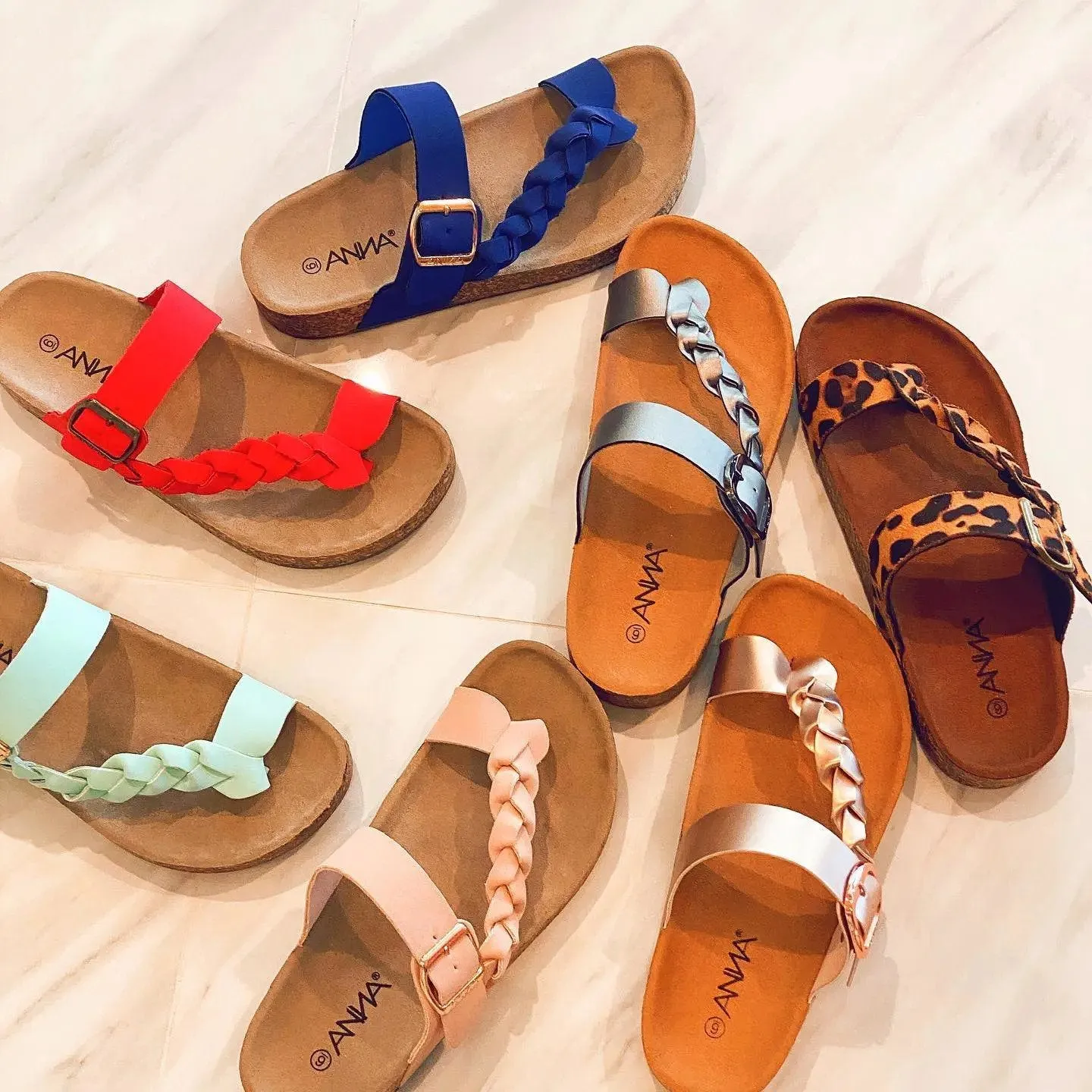 Women woven strap buckle soft sole comfortable slide sandals