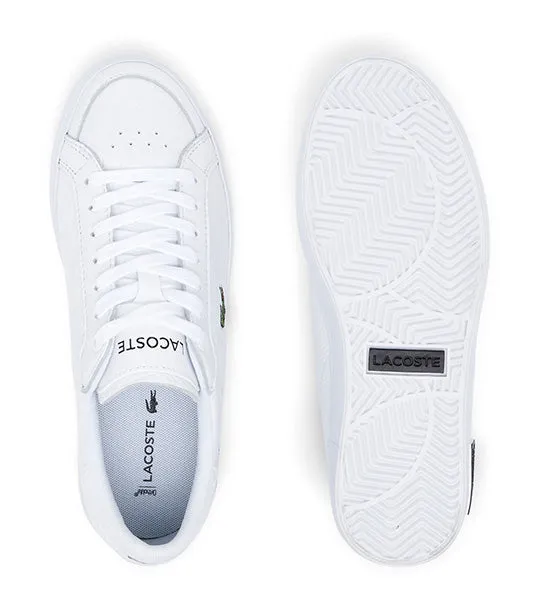 Women's Lacoste Powercourt Leather Considered Detailing Trainers White/Black