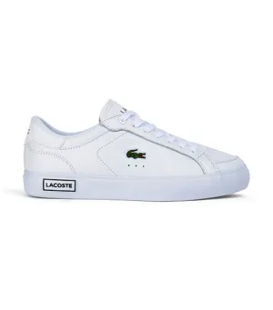 Women's Lacoste Powercourt Leather Considered Detailing Trainers White/Black