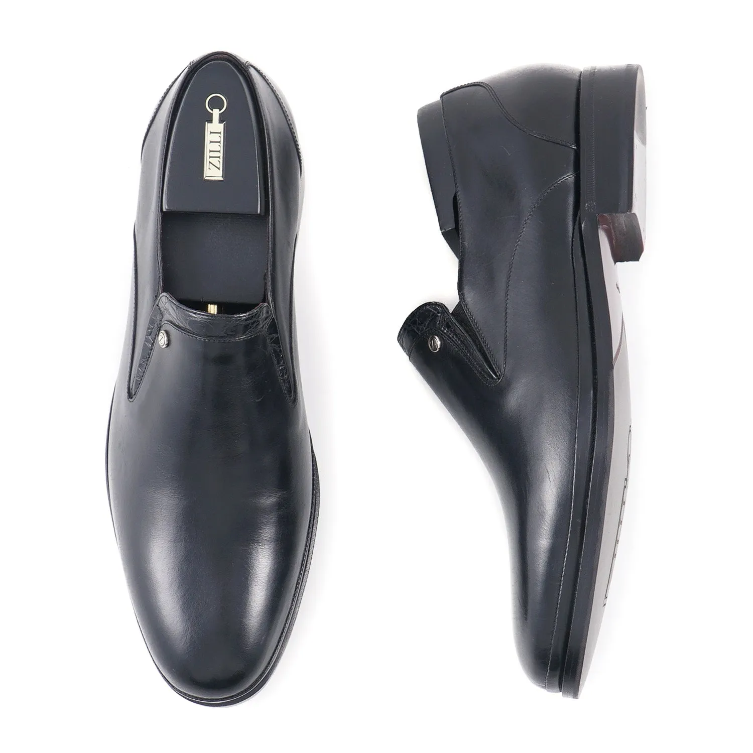 Zilli Calf and Caiman Leather Loafers