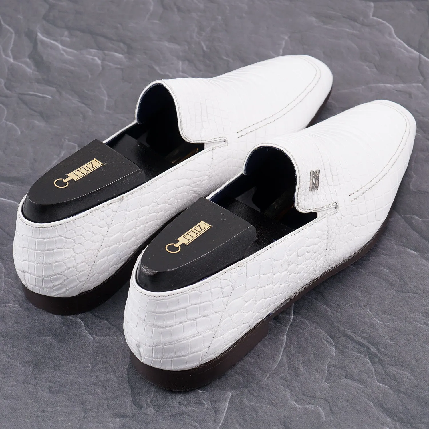 Zilli White Full Crocodile Loafers