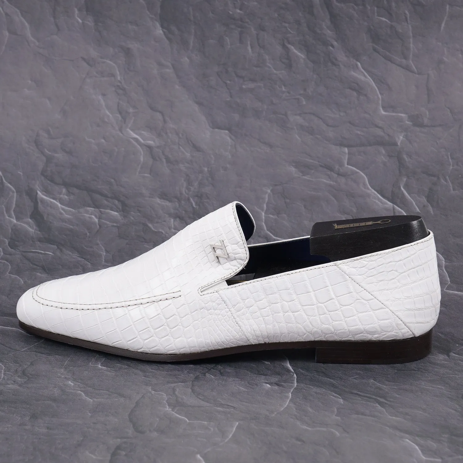 Zilli White Full Crocodile Loafers